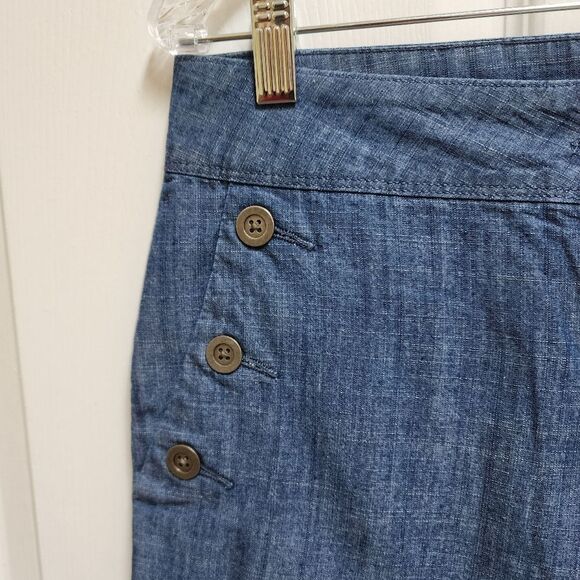 The Limited Shorts Womens 8 Blue Chambray Button Pockets Zip Nautical Preppy - Picture 4 of 9